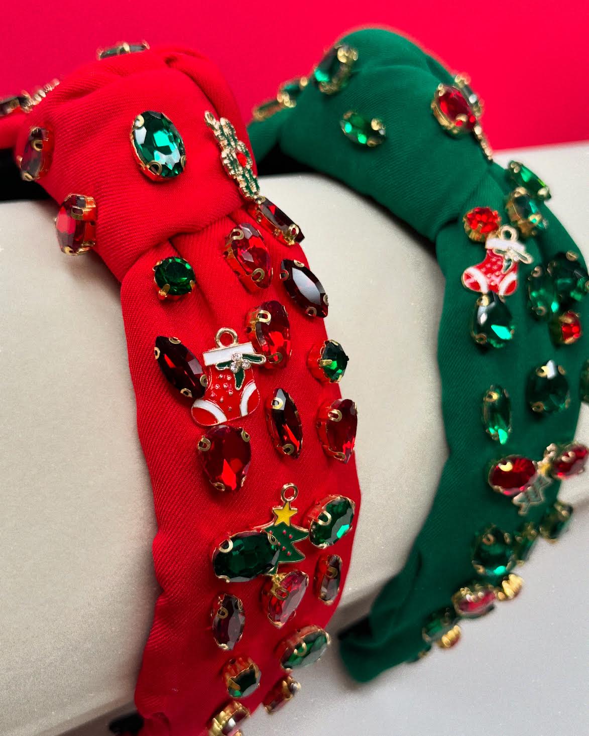 Christmas Jeweled Top Knot Headband